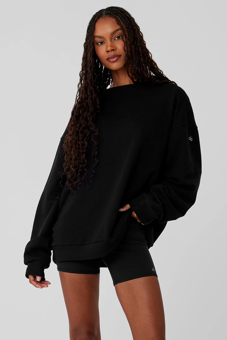 Aloyoga Chill Crew Neck Pullover - Black