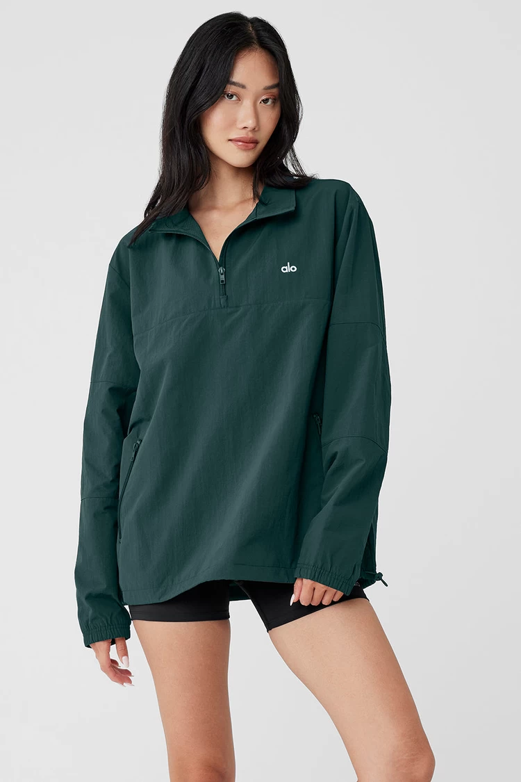 Aloyoga Takeaway Track Pullover - Midnight Green