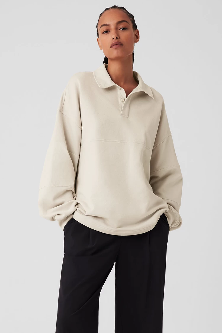 Aloyoga Mixmatch Rugby Sweatshirt - Bone