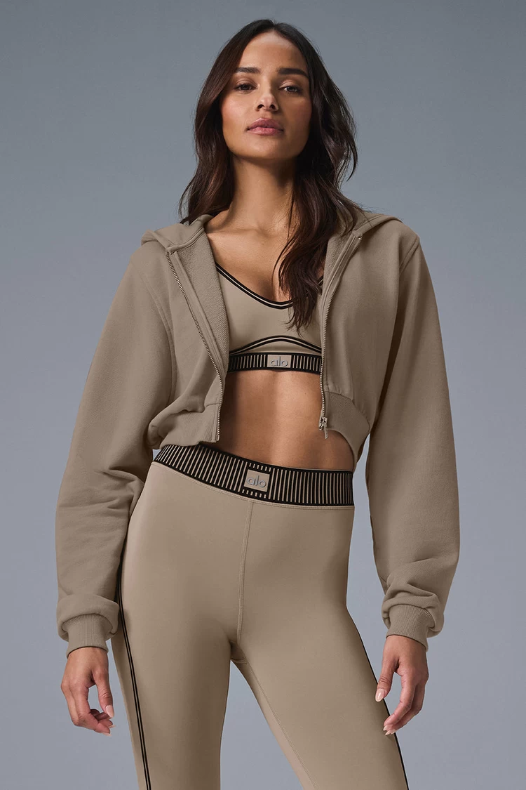 Aloyoga Sweet Escape Zip Up Hoodie - Gravel