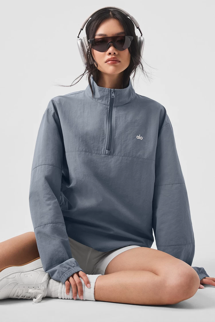 Aloyoga Lightweight Takeaway Track Pullover - Steel Grey