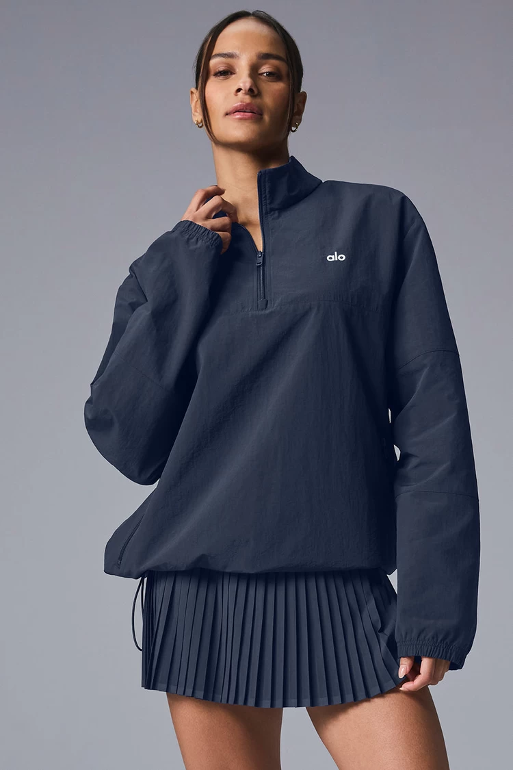Aloyoga Light Weight Takeaway Track Pullover - Navy