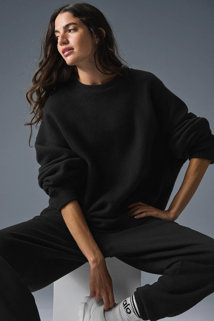 Aloyoga Triumph Restore Crew Neck Sweatshirt - Black