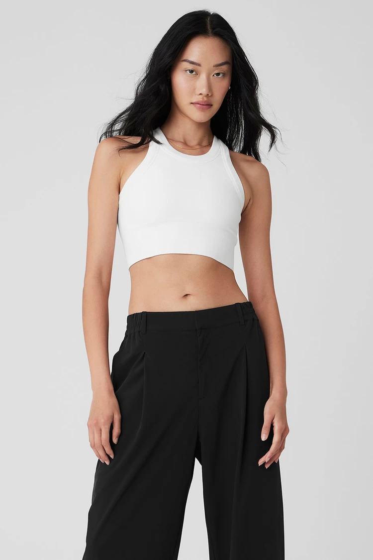 Aloyoga Seamless Delight High Neck Bra - White