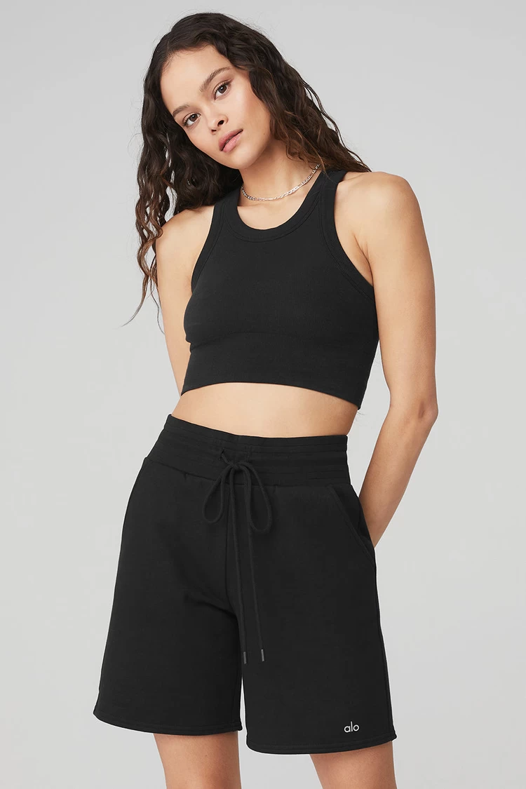 Aloyoga Seamless Delight High Neck Bra - Black