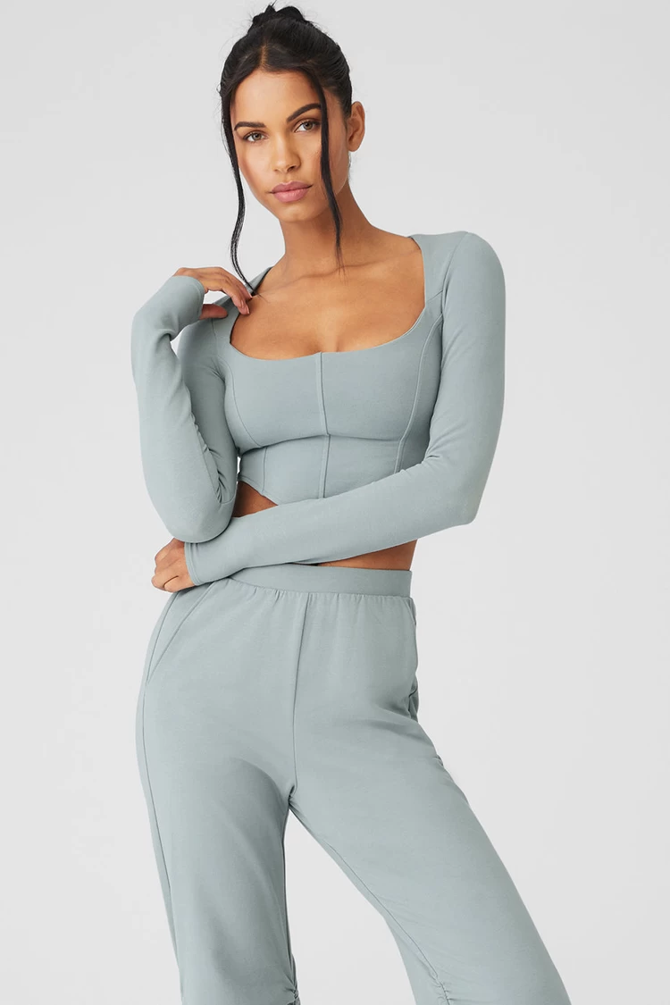 Aloyoga Soft Sculpt Langarm – Cosmic Grey