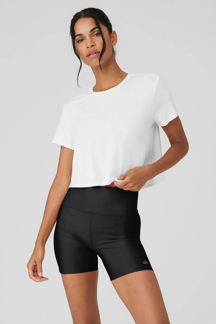 Aloyoga Cropped All Day Short Sleeve - White