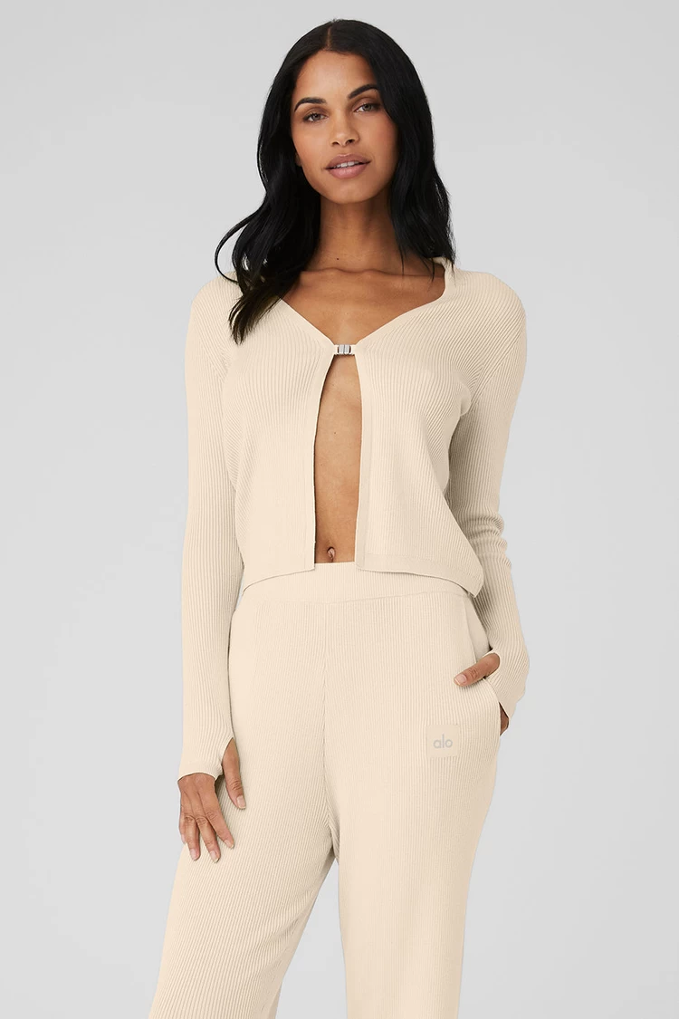 Aloyoga-Strickjacke Salana – Macadamia
