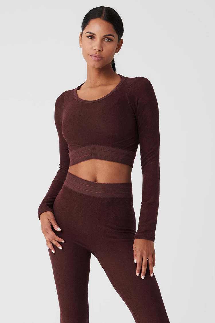 Alo Yoga Seamless Luxe Terry Cuddle Cover Up - Cherry Cola