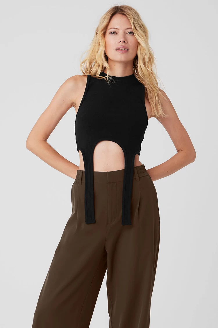 Aloyoga Wellness Rib Flaunt Tenka - Crna