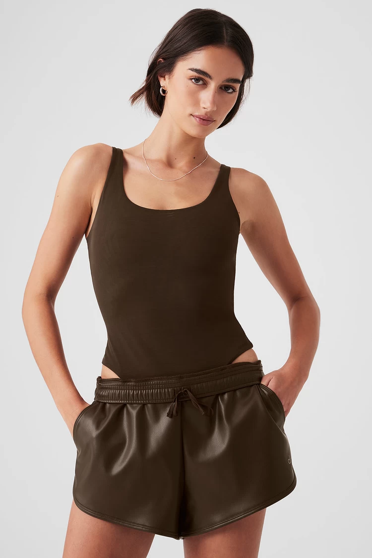 Bodysuit Ilusi Tipis Aloyoga Mesh - Espresso