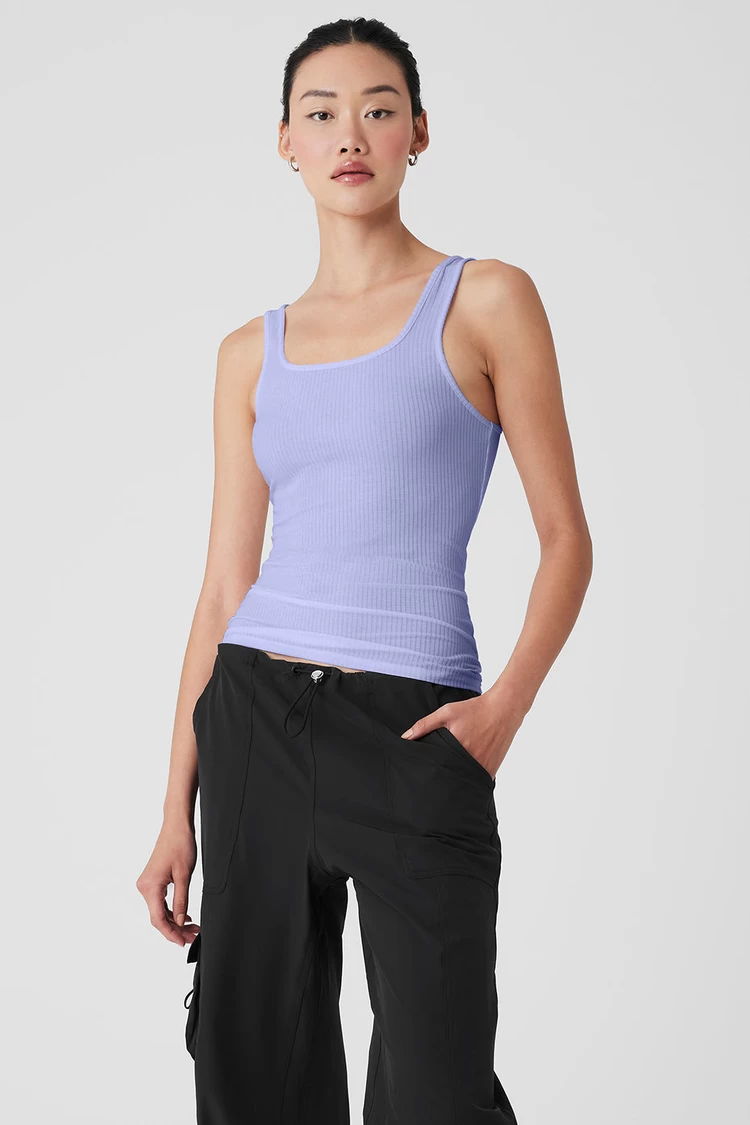 Aloyoga Ribbed Sea Coast Scoop Neck Tank - Lilac Blue