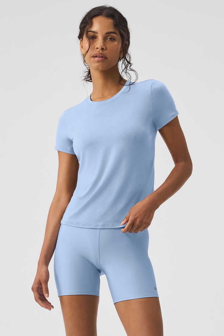 Aloyoga All Day Short Sleeve - Seashell Blue